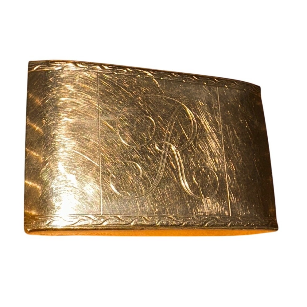 Vintage Hickok USA 1/20 10KT Gold Filled Monogram R Money Clip Engraved Brushed